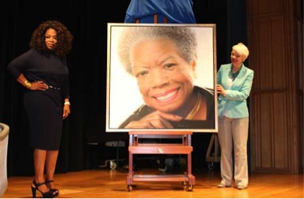 Oprah unveling Maya Angelou, Rossin Fine Art, portrait artist, Portrait Commissions, official, presidential, painting, portfolio, fine art, museum-quality portraits, Smithsonian National Portrait Gallery, bronze sculpture, group portrait, family portrait, Commanders in Chief painting