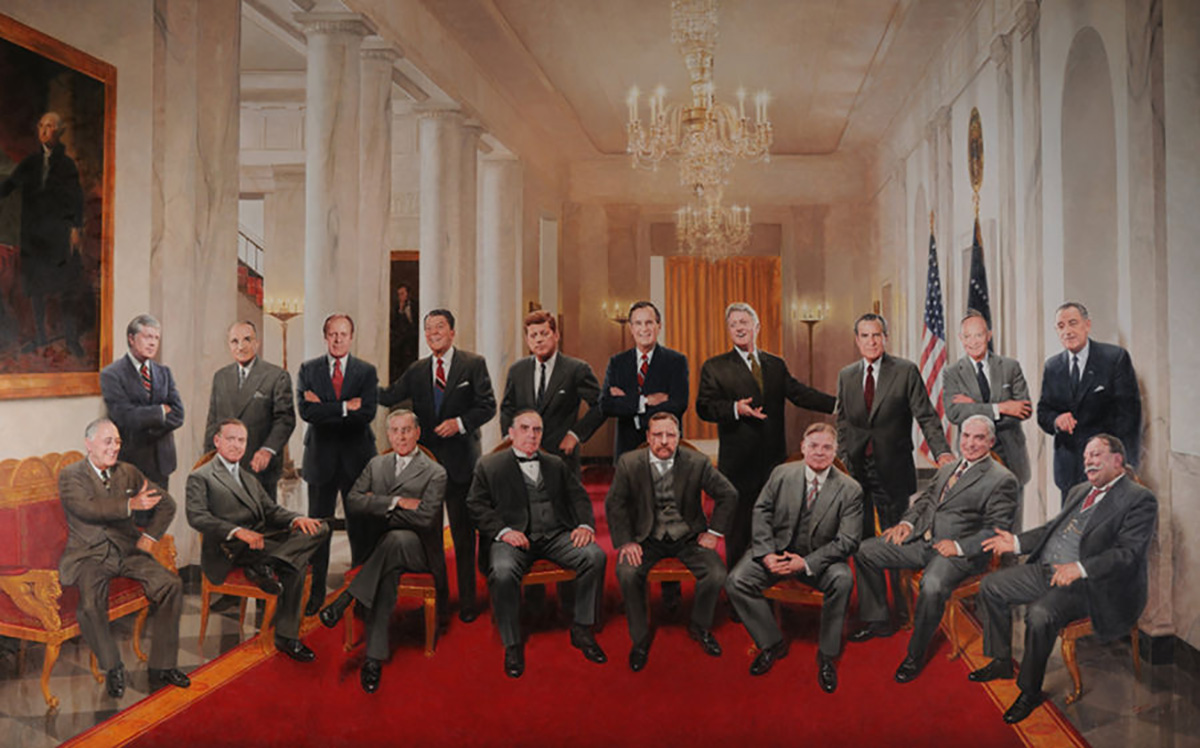 Presidential Portrait at Booth Museum, Rossin Fine Art, portrait artist, Portrait Commissions, official, presidential, painting, portfolio, fine art, museum-quality portraits, Smithsonian National Portrait Gallery, bronze sculpture, group portrait, family portrait, Commanders in Chief painting