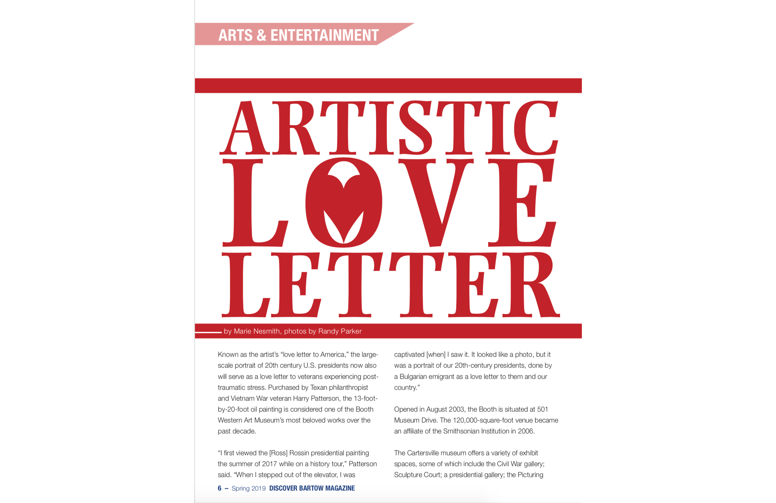 Artistic Love Letter, Spring 2019 Discover Bartow Magazine