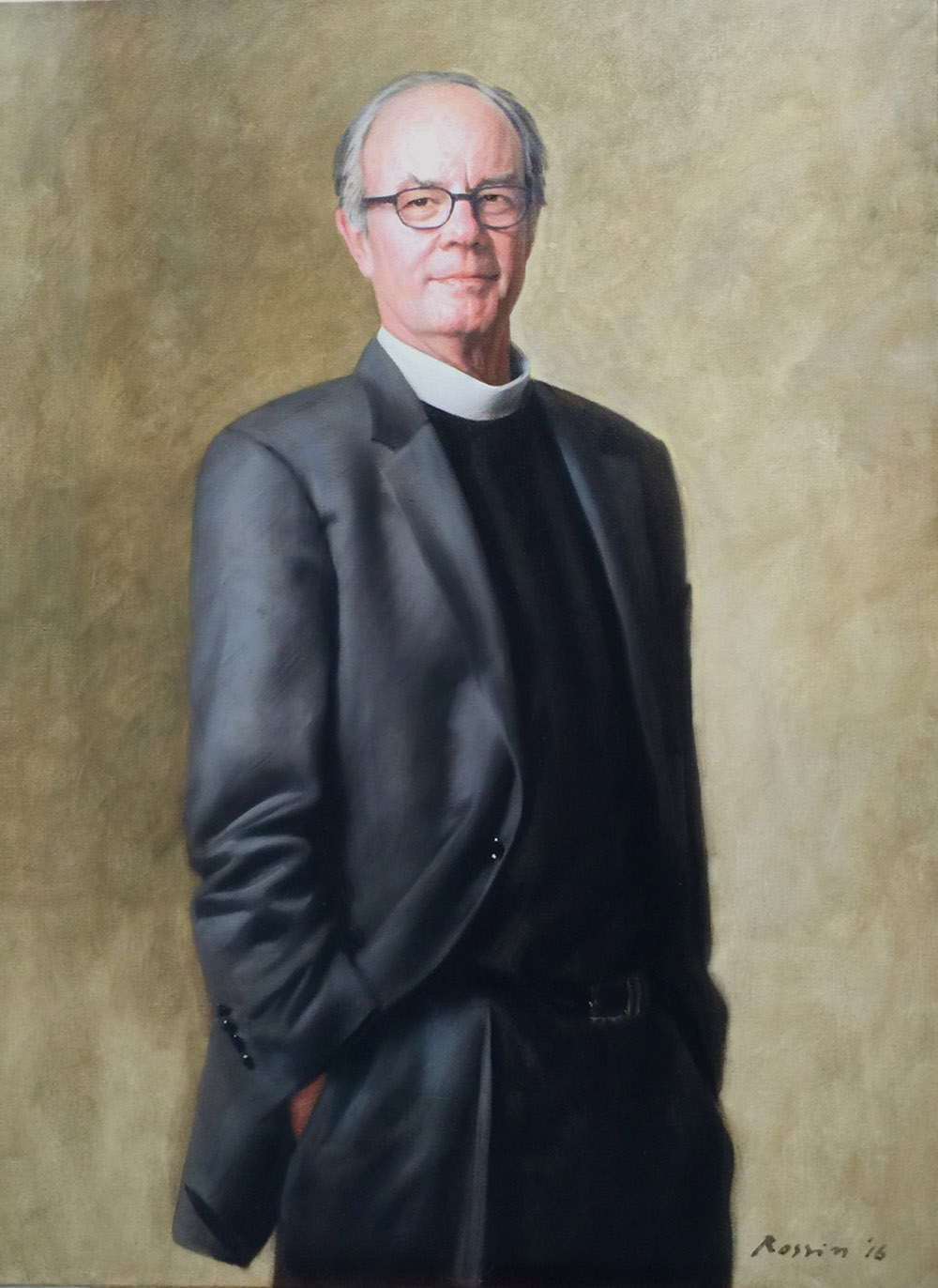 Ross Rossin Portrait Artist in Atlanta's Oil Painting of Father Hoare Portraiture, USA