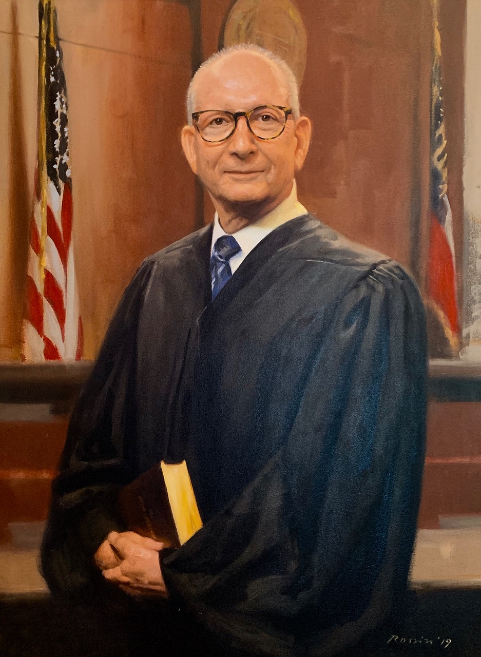 Ross Rossin Portrait Artist in Atlanta's Oil Painting of Judge Stephen Schuster- Portraiture, USA