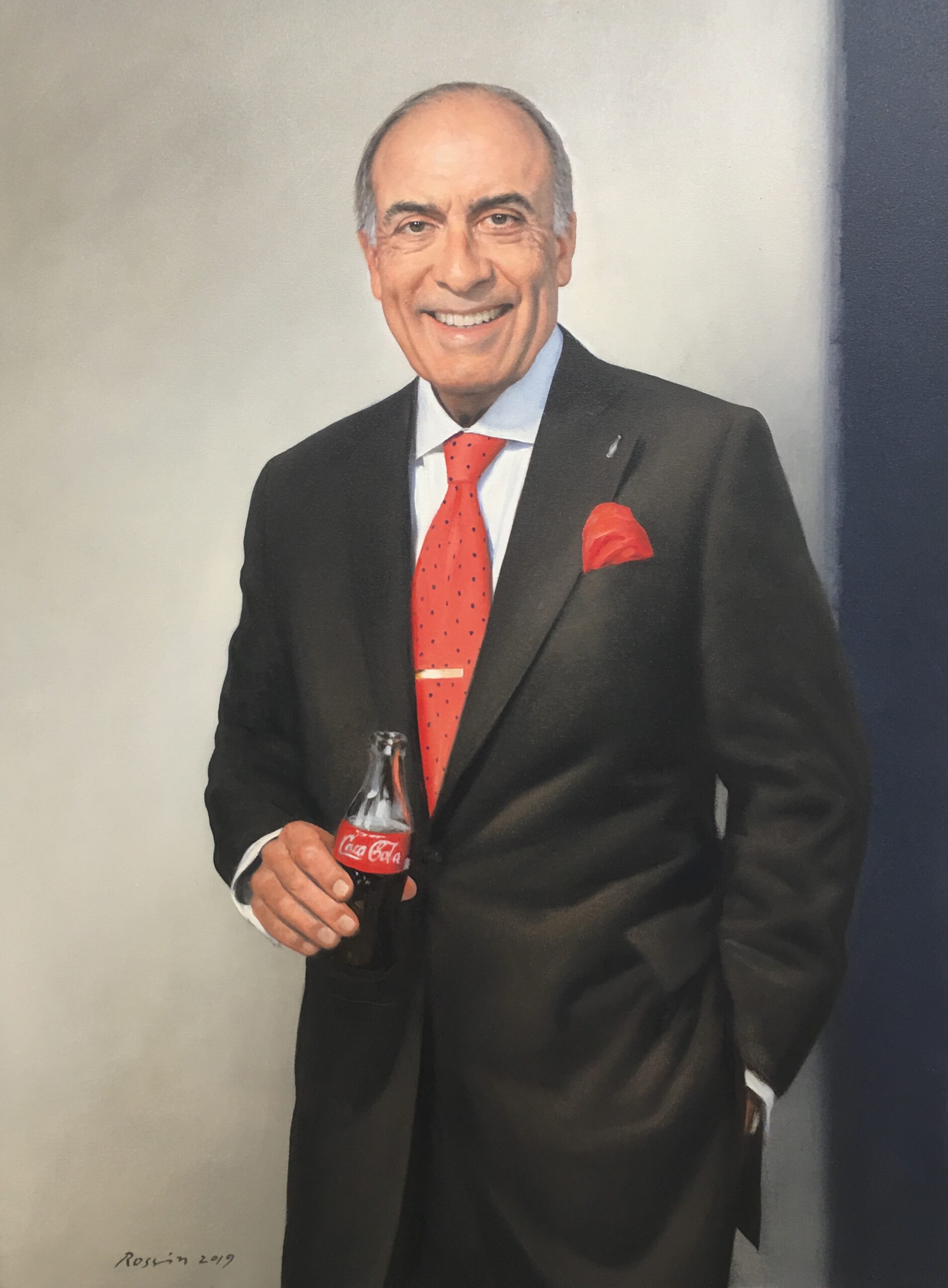 Portrait of former Coca-Cola CEO, Muhtar Kent painted by artist Ross Rossin